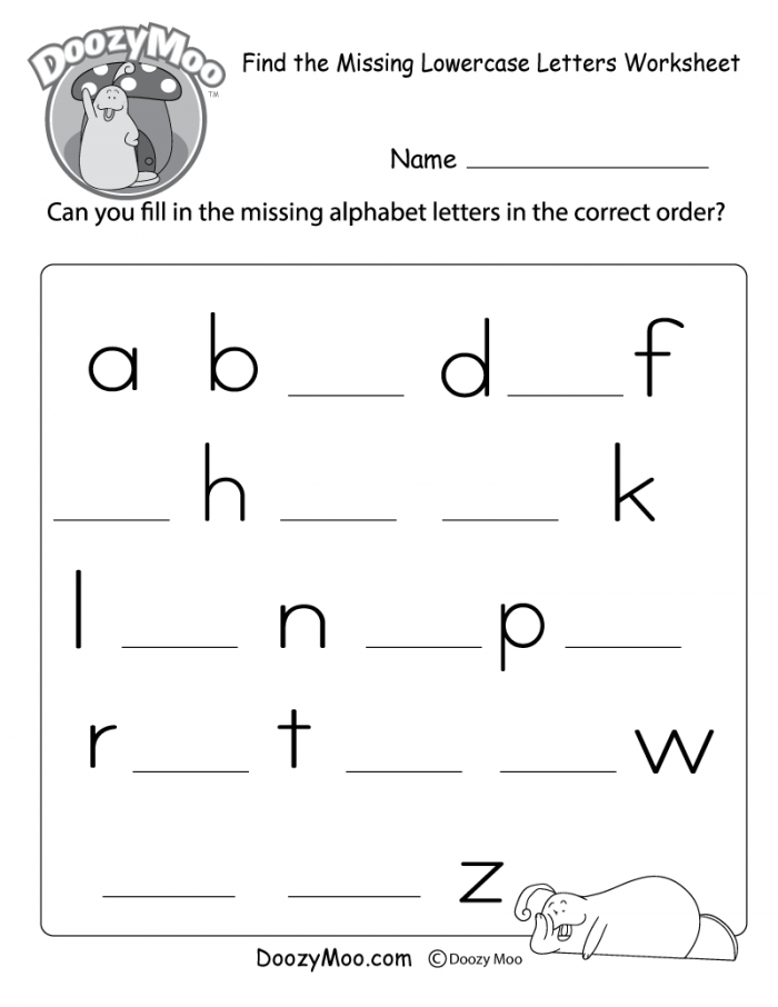 Missing Letter Worksheets Free Printables