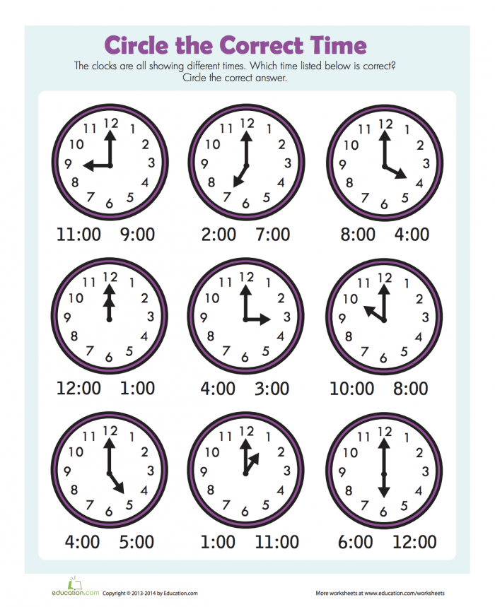 Find The Time Worksheets | 99Worksheets