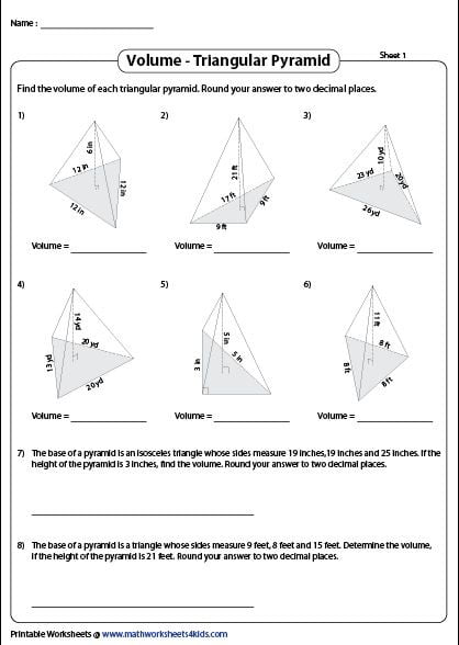 Triangular Pyramid Worksheets | 99Worksheets