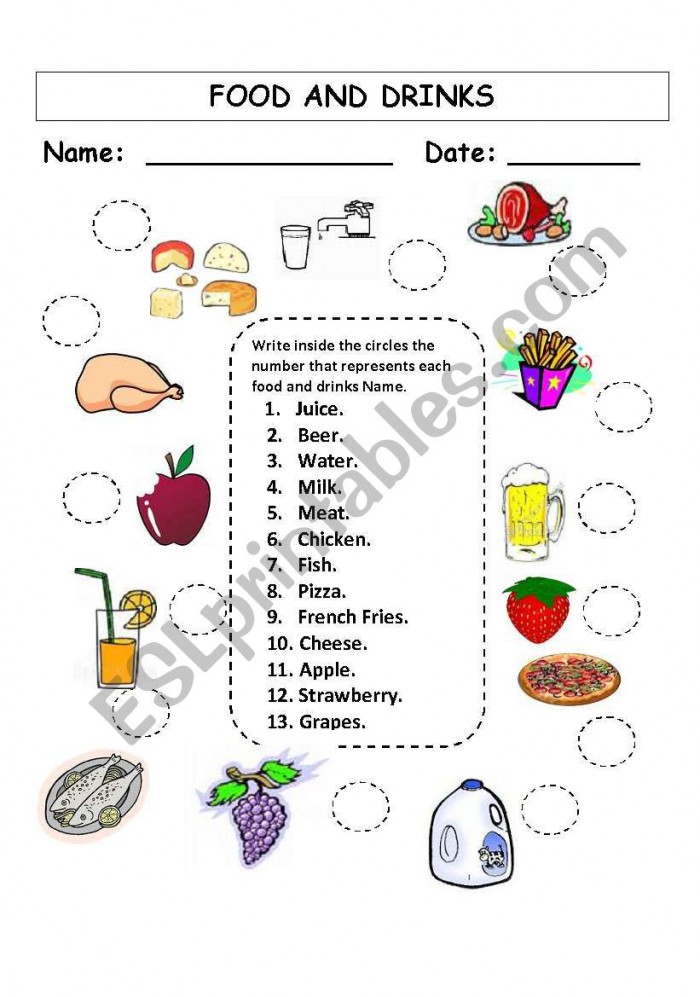 food matching game 2 worksheets 99worksheets