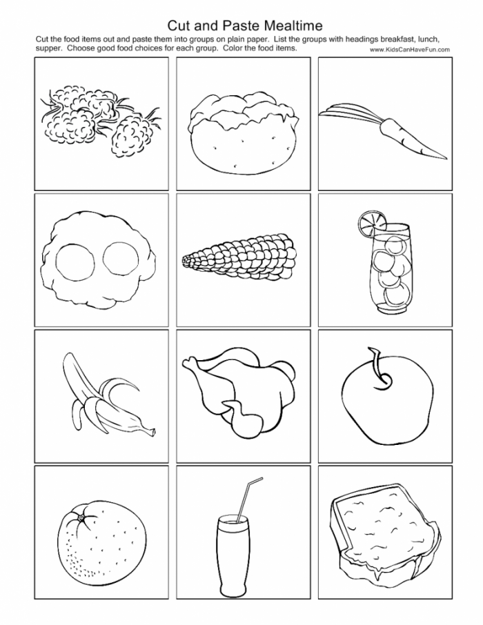 Cut And Paste A Healthy Lunch Worksheets | 99Worksheets
