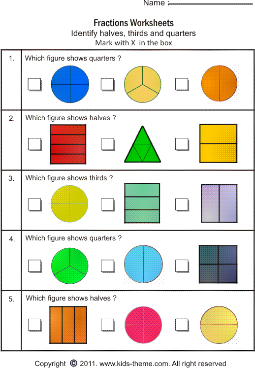 Fractions Worksheets For Th Graders
