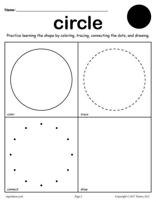 Free Circle Shape Worksheet Color  Trace  Connect    Draw