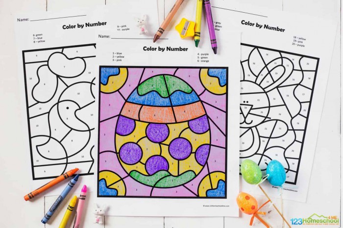 Free Easter Color By Number Worksheets