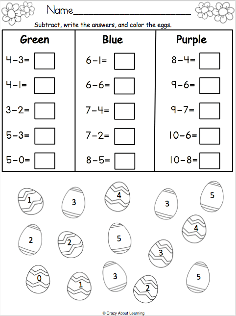 Free Easter Math Worksheet