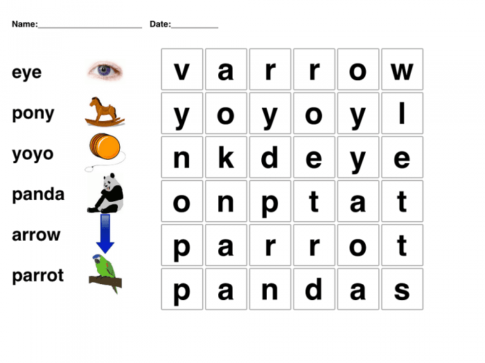 Free Easy Word Search For Kids