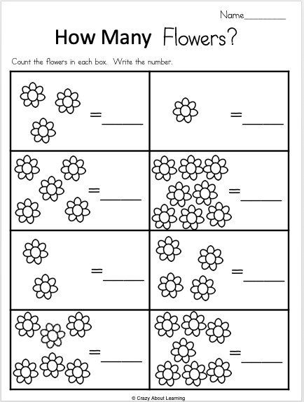 Free How Many Flowers Worksheet For Kindergarten