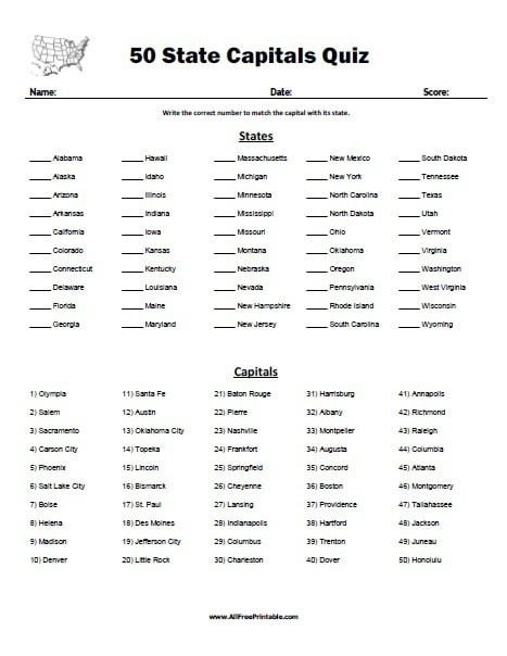 us-states-and-capitals-test-printable