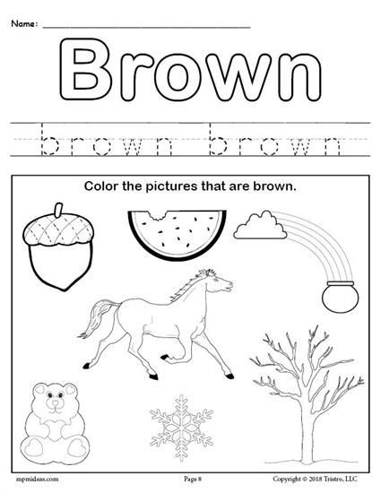 Free Printable Color Brown Worksheet