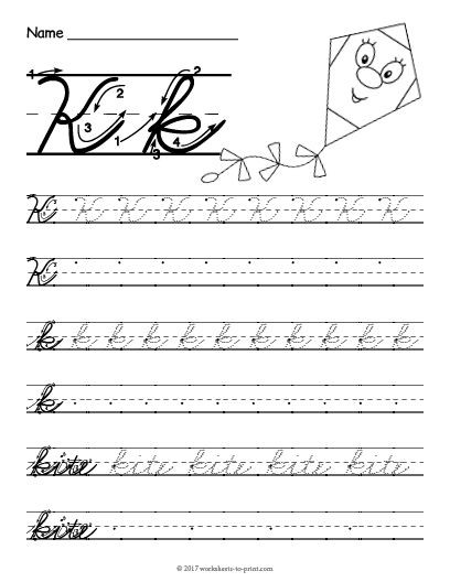 Free Printable Cursive K Worksheet With Images