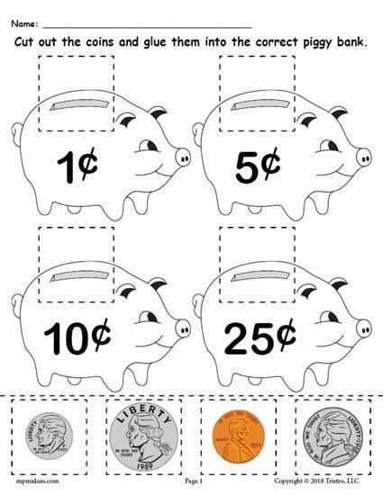 Free Printable Money Matching Worksheet With Coins