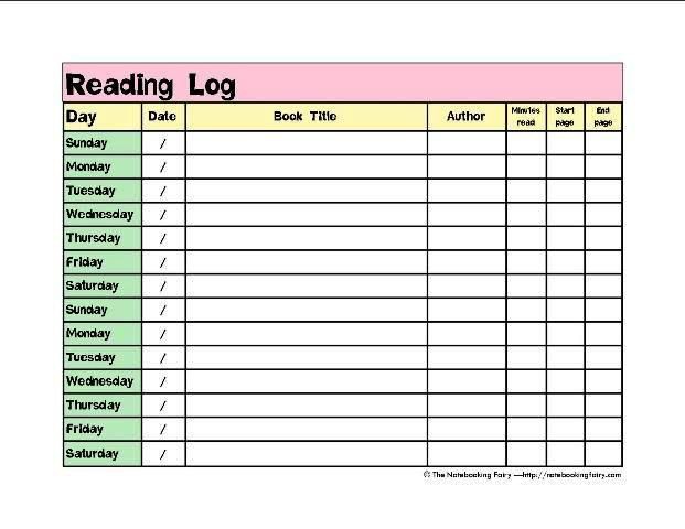Free Printable Reading Logs For Upper Elementary  Middle School Or
