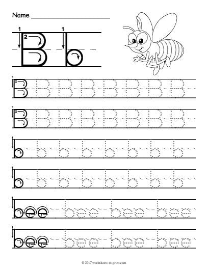 Free Printable Tracing Letter B Worksheet With Images