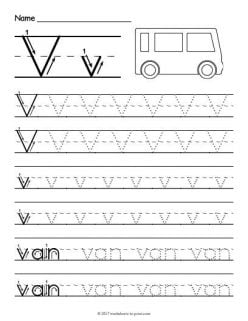 Trace And Write The Letter V