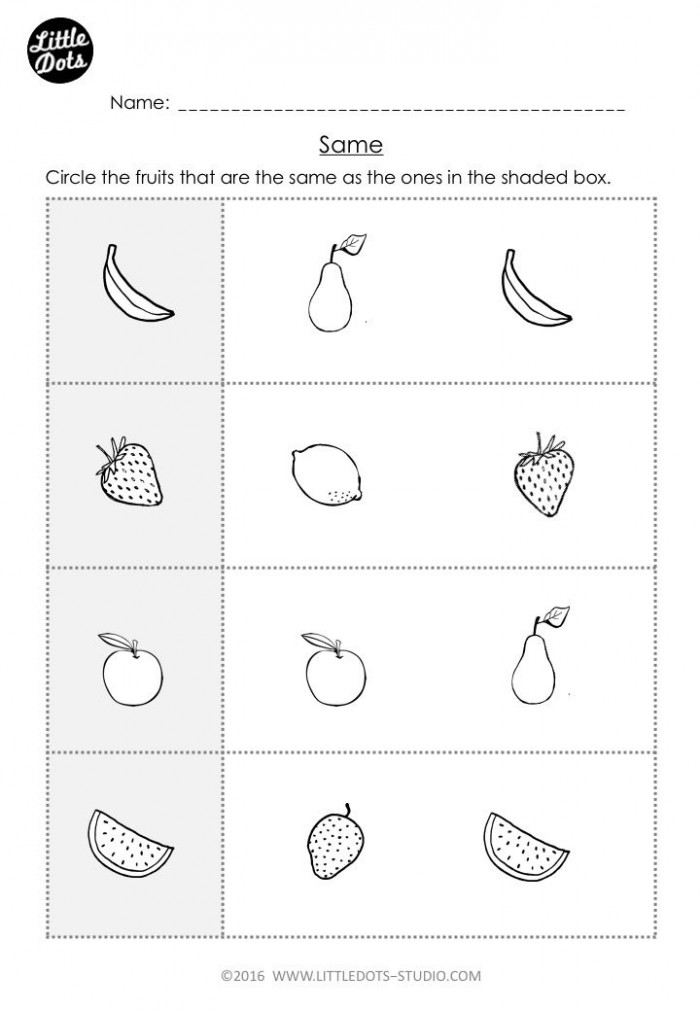 Free Same And Different Worksheet For Pre