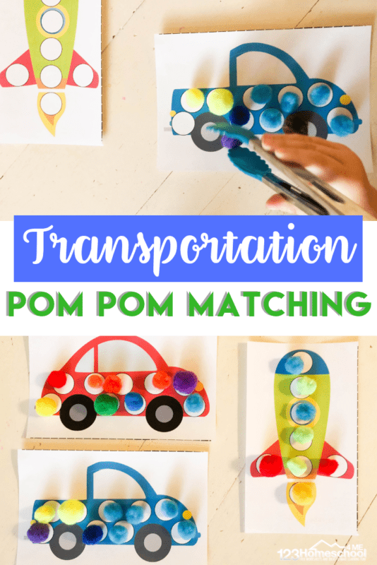 Free Transportation Pom Pom Matching
