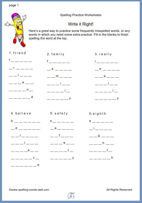 Fun Spelling Practice Worksheets