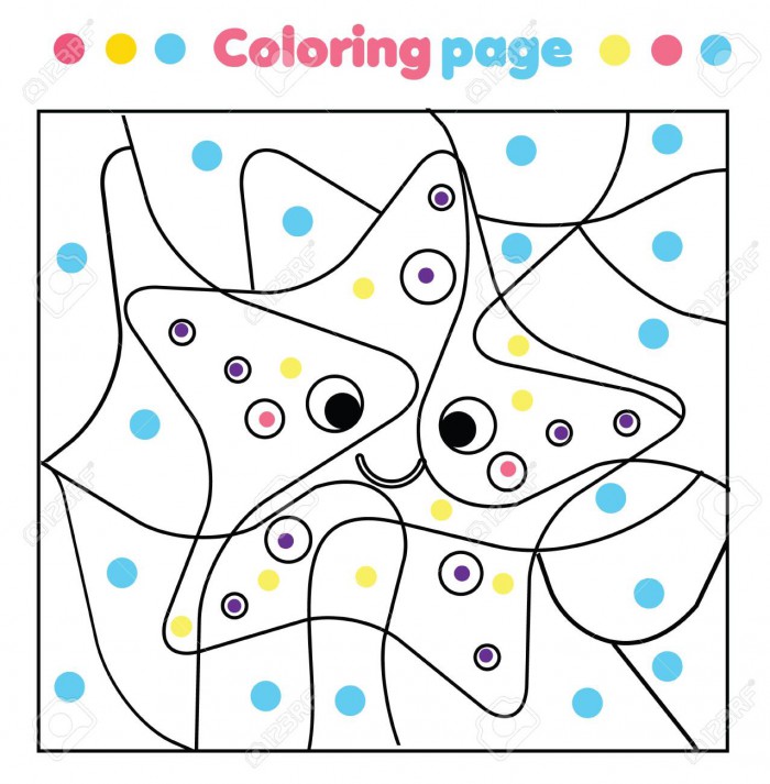 Funny Starfish Coloring Page Color By Dots  Printable Activity