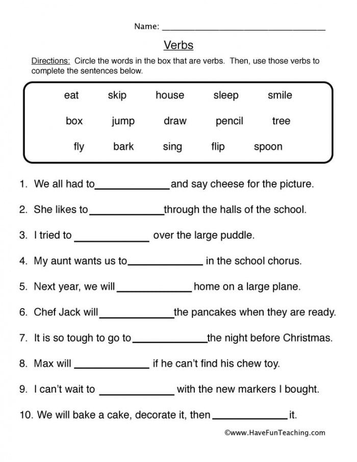 Eld Verb Worksheet