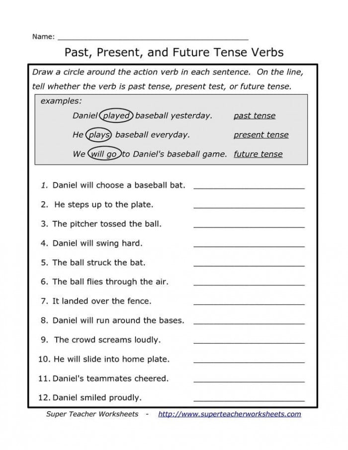 Past Present And Future Tense Verbs Worksheet