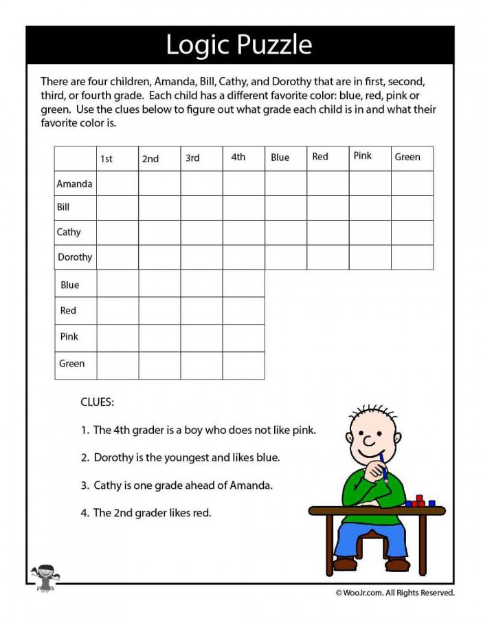 logic puzzle worksheet free esl printable worksheets made by teachers