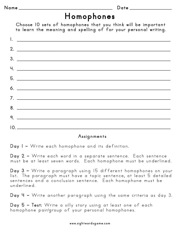 Homophones