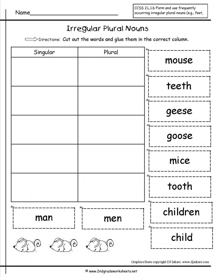 Verbs With Singular And Plural Nouns 2nd Grade Worksheets