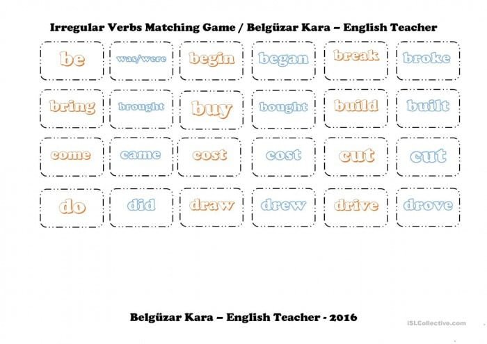 Irregular Verbs Matching Game