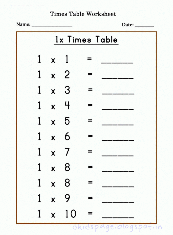 Kids Page Printable  X Times Table Worksheets For Free