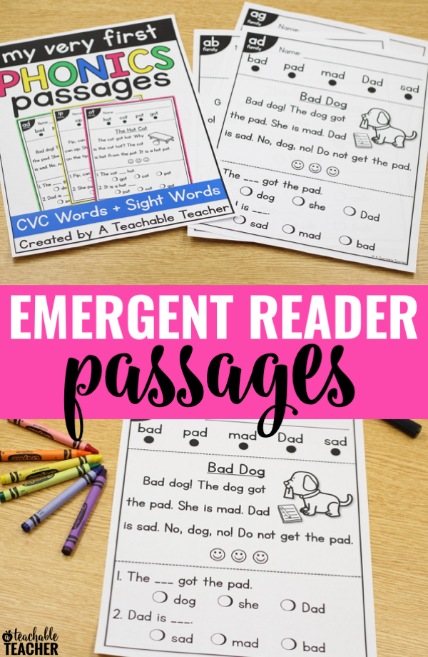 Kindergarten Reading Passages With Cvc Word Families