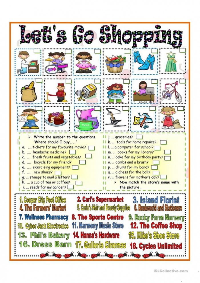 Free Printable Math Shopping Worksheets