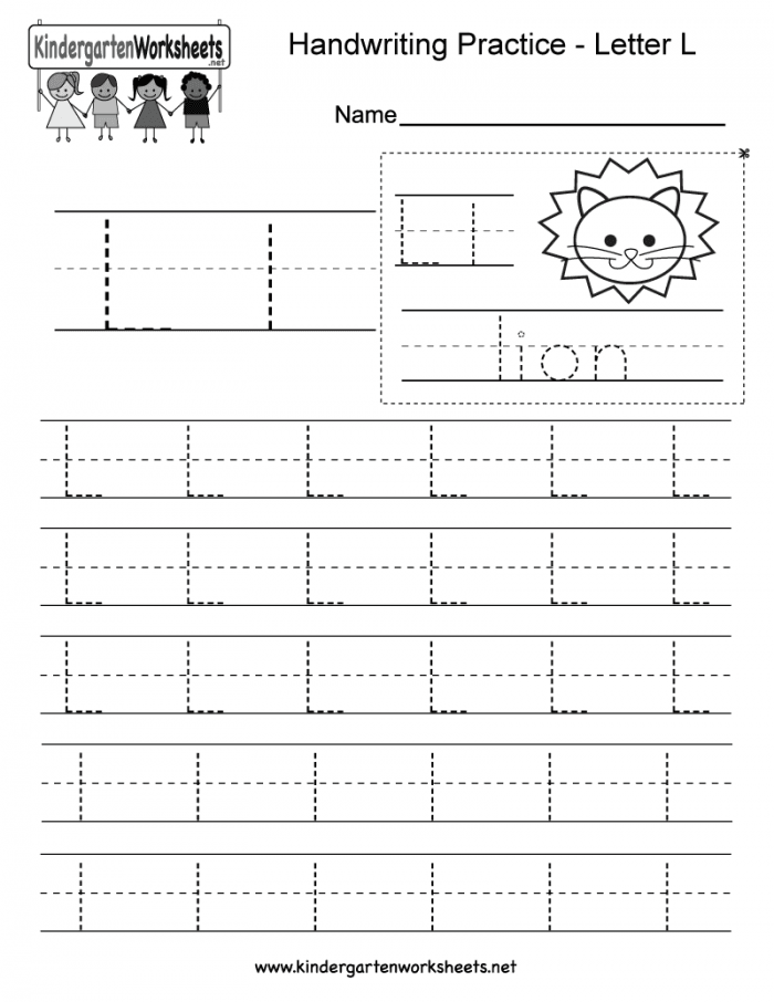 Letter L Writing Practice Worksheet