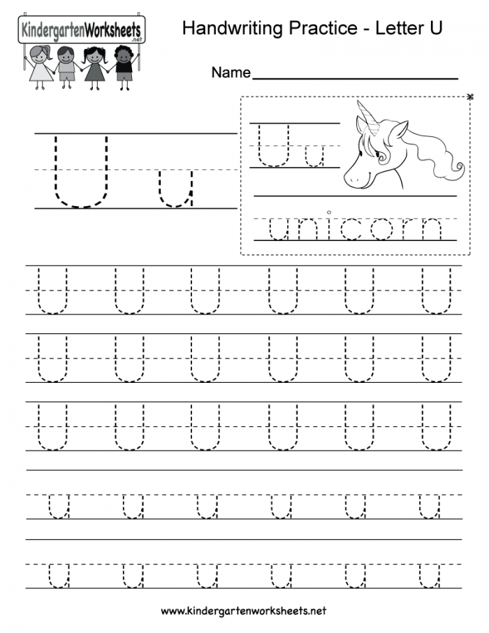 Letter U Handwriting Worksheet For Kindergarteners This Series Of