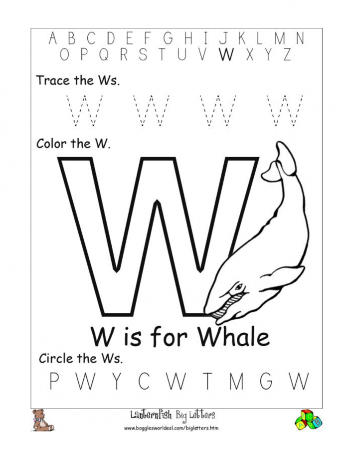 Letter W Worksheet For Preschool
