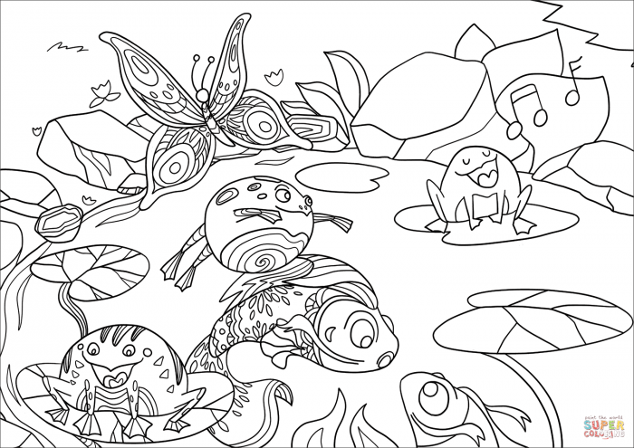 Life In A Pond Coloring Page