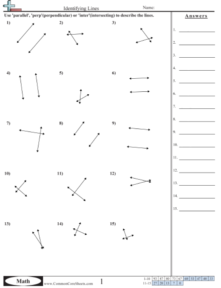 Lines Worksheets