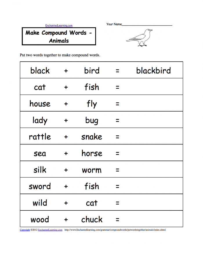 Make Compound Words  Printable Worksheets Enchantedlearningcom