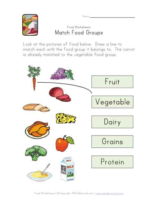 Match Food Groups Worksheet