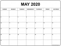 May 2020 Calendar: Days And Dates