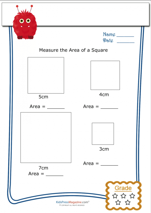 Measuring Area Worksheet  Square