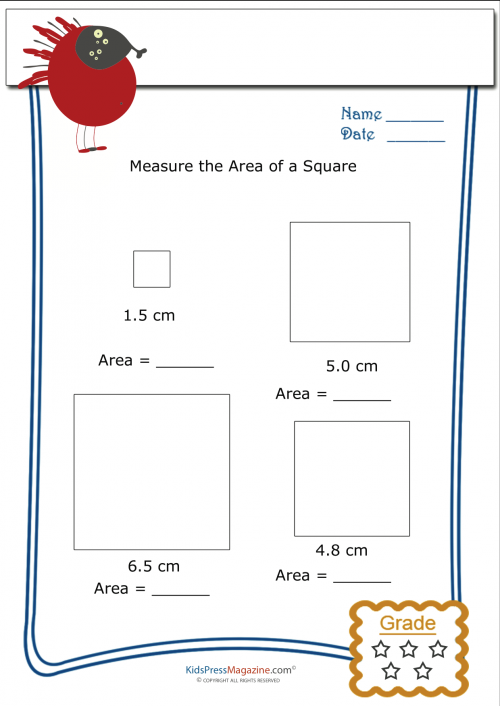 Measuring Area Worksheet  Square