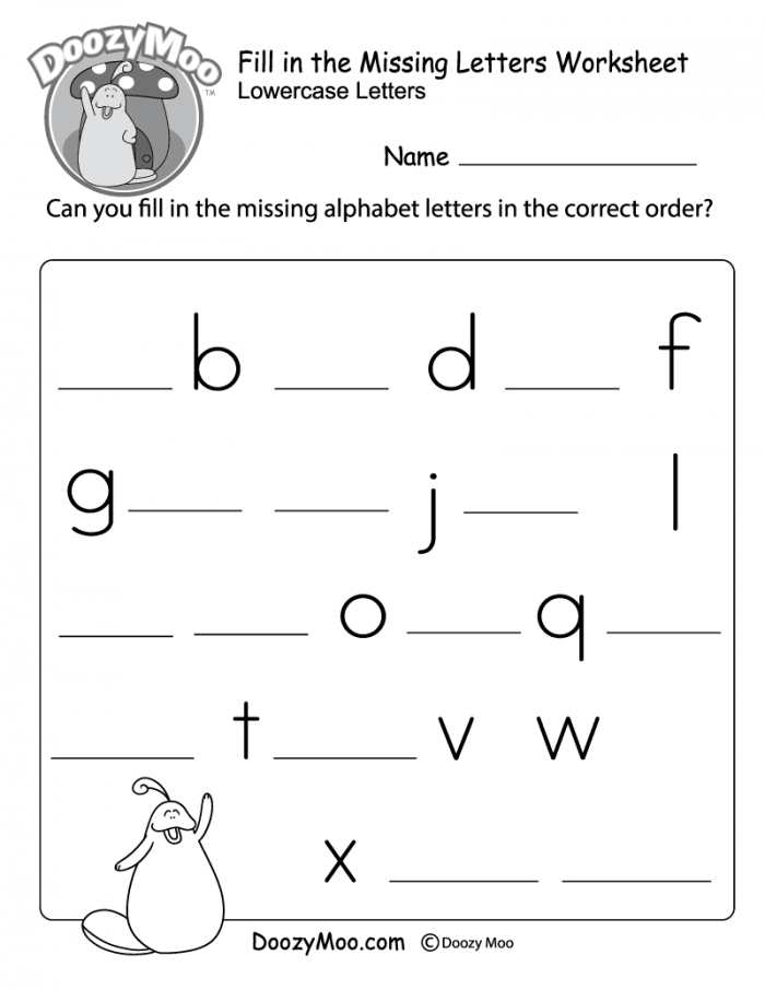 Fill In Missing Alphabet Letters Worksheets | 99Worksheets