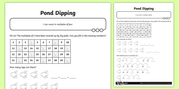 Missing Multiples Of Four Worksheet  Worksheet