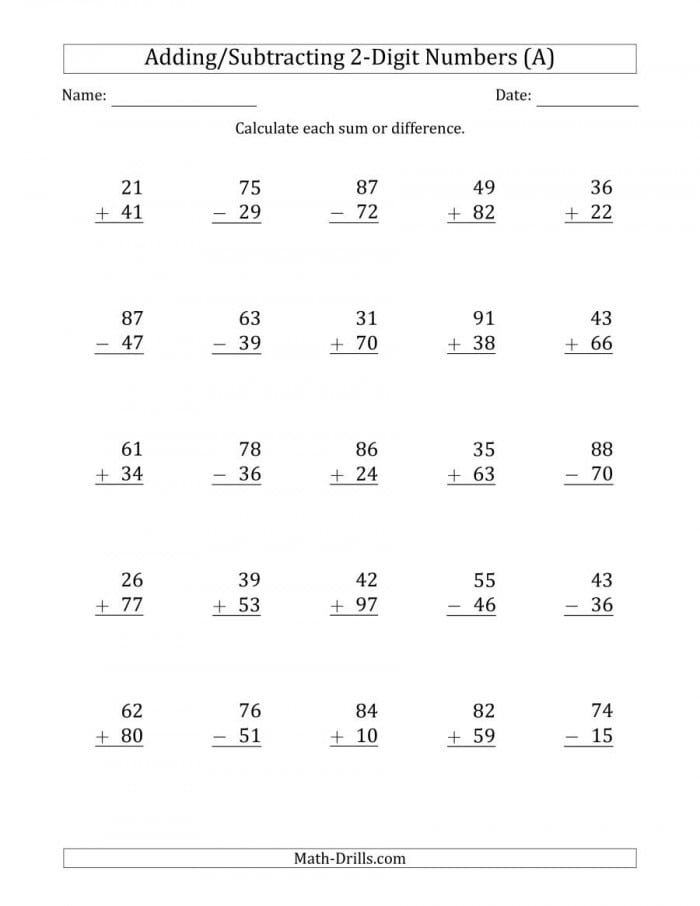 Multi Digit Addition And Subtraction Worksheets Free