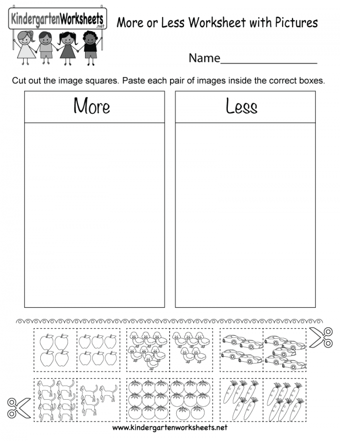 More Or Less Worksheet With Pictures