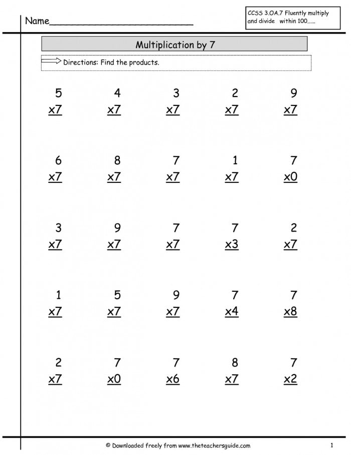 Multiplication Facts Worksheets From The Teachers Guide