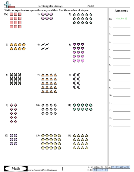 Array Multiplication Worksheets Pdf