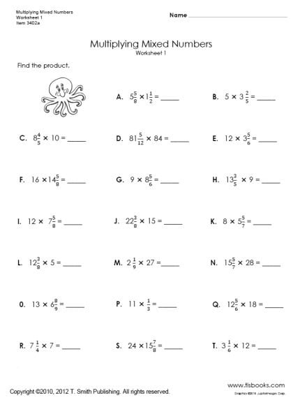 How To Multiply Mixed Numbers By Mixed Numbers Worksheets | 99Worksheets