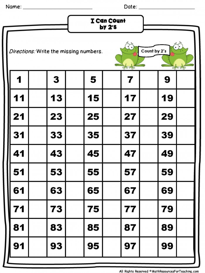 Counting Numbers: 50-100 Worksheets | 99Worksheets