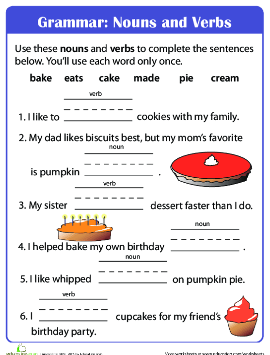 Beginning Grammar Nouns And Verbs Worksheets 99Worksheets